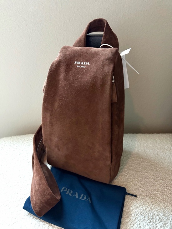 Prada Other - Prada Brown Suede Crossbody Sling Bag